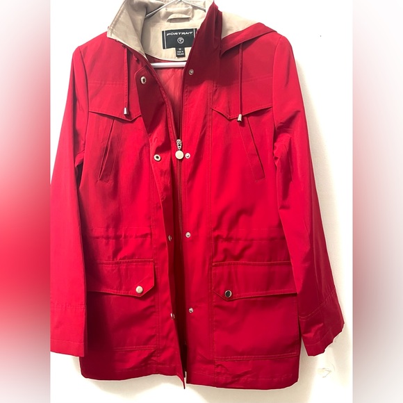 Portrait Women's Red Jacket Coat Adjustable with Pockets Size M - Picture 7 of 13